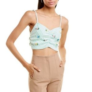 NWT For Love & Lemons Sutton Cropped Cami Sweater Tank Sequin Seafoam Green Mint